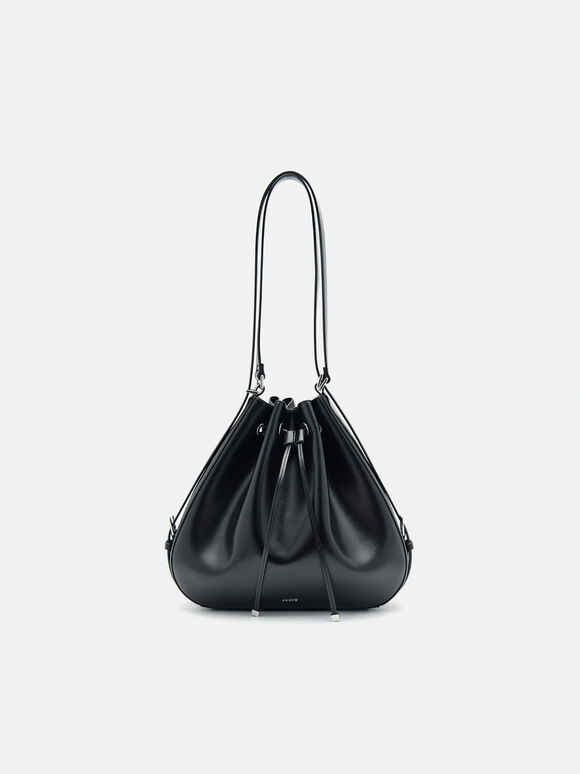 Wrinkled Drawstring Bucket Bag, 