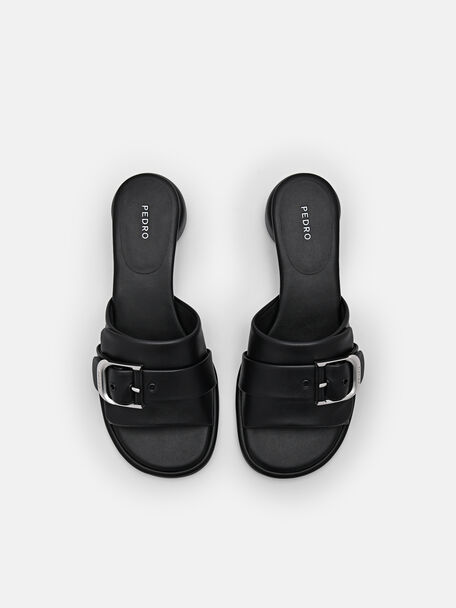 PEDRO Icon Leather Heel Sandals, Black