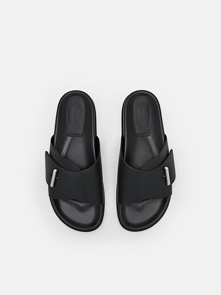 PEDRO Icon Leather Heel Sandals, Black