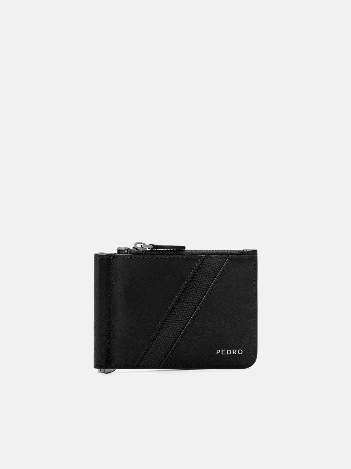 Leather Bi-Fold Money Clip, Black