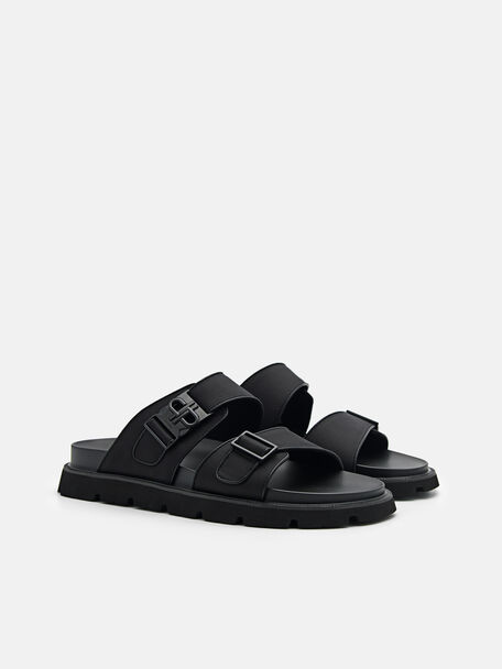 PEDRO Icon Leather Heel Sandals, Black