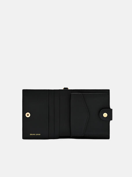 Dompet Lipat Dua Kulit Bertekstur Quilted, 