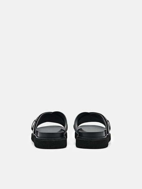 PEDRO Icon Leather Heel Sandals, Black