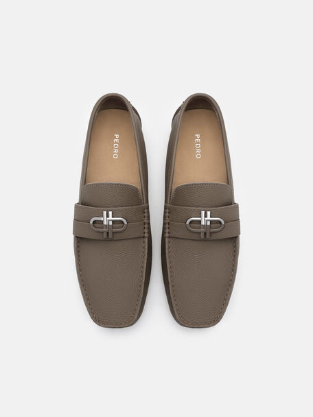 Sepatu Mengemudi Kulit Bertekstur Timbul, 