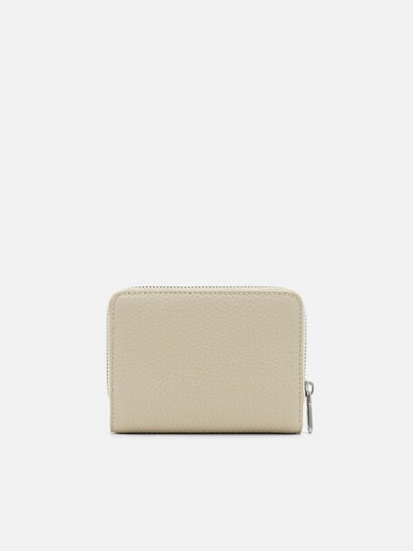 Dompet Lipat Dua Beritsleting Kulit Tumbled, 