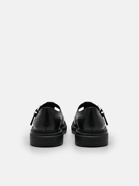 PEDRO Icon Leather Heel Sandals, Black