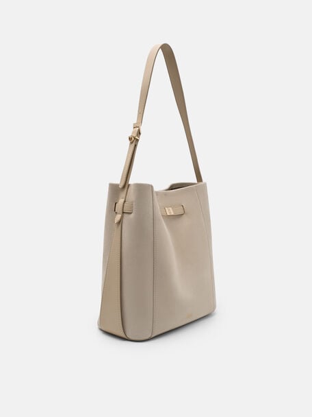 Tas Bucket Kulit Jatte dengan Sabuk, , hi-res
