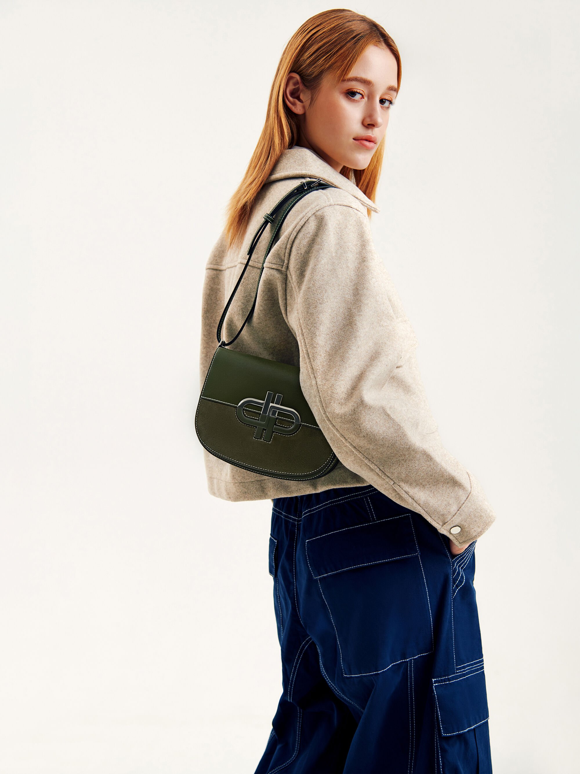 Military Green PEDRO Icon Leather Shoulder Bag - PEDRO ID
