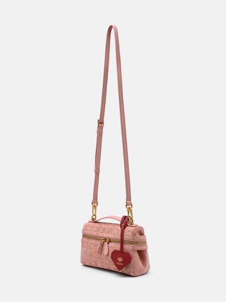 Tas Bahu Anyaman Suede Alyssa dengan Charm, , hi-res