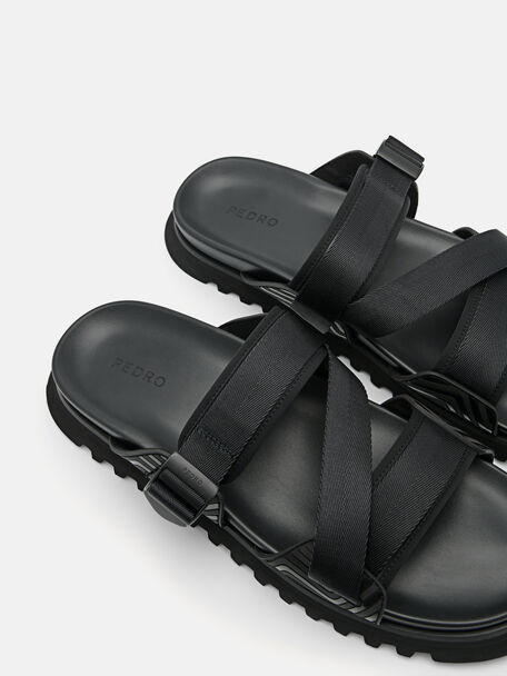 PEDRO Icon Leather Heel Sandals, Black