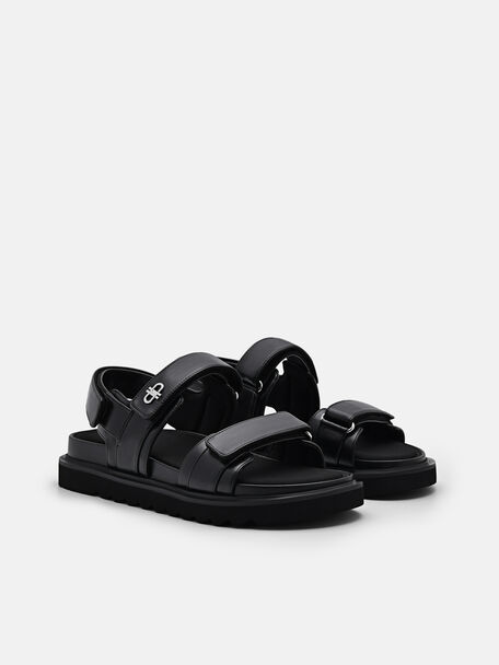 PEDRO Icon Leather Heel Sandals, Black