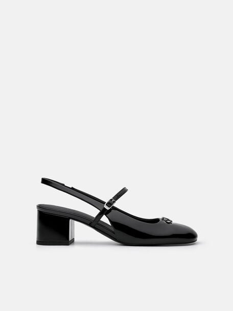 PEDRO Studio Pumps Slingback Kulit Patent, , hi-res