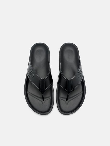 PEDRO Icon Leather Heel Sandals, Black
