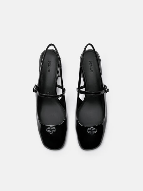 PEDRO Icon Leather Heel Sandals, Black