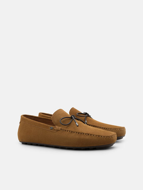 Suede Bow Driving Shoes, , hi-res