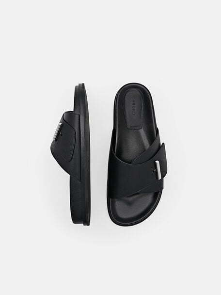 PEDRO Icon Leather Heel Sandals, Black