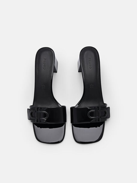 PEDRO Icon Leather Heel Sandals, Black