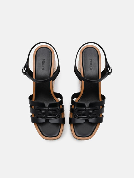 Carmel Leather Wedge Sandals, , hi-res