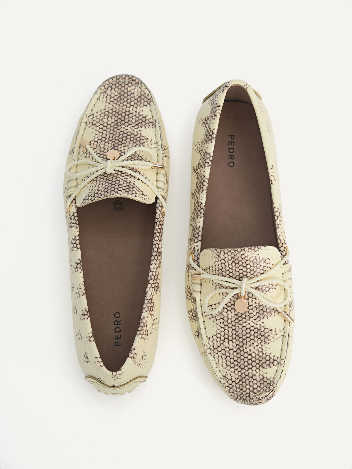 Textured Leather Bow Driving Shoes, Multi