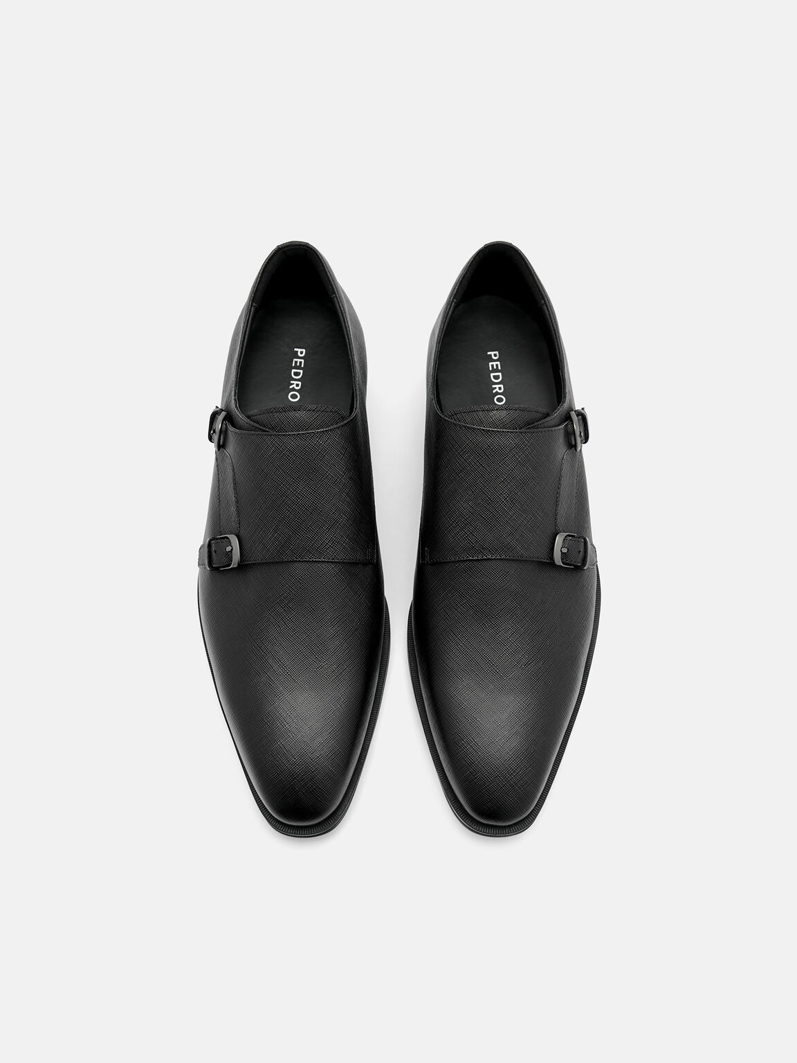 Saffiano Leather Double Monkstrap Shoes, , hi-res