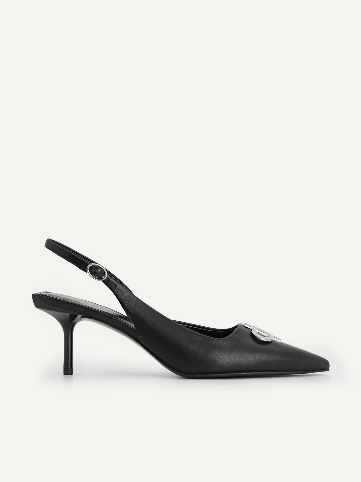 Icon Leather Pointed Toe Slingback Heels, , hi-res