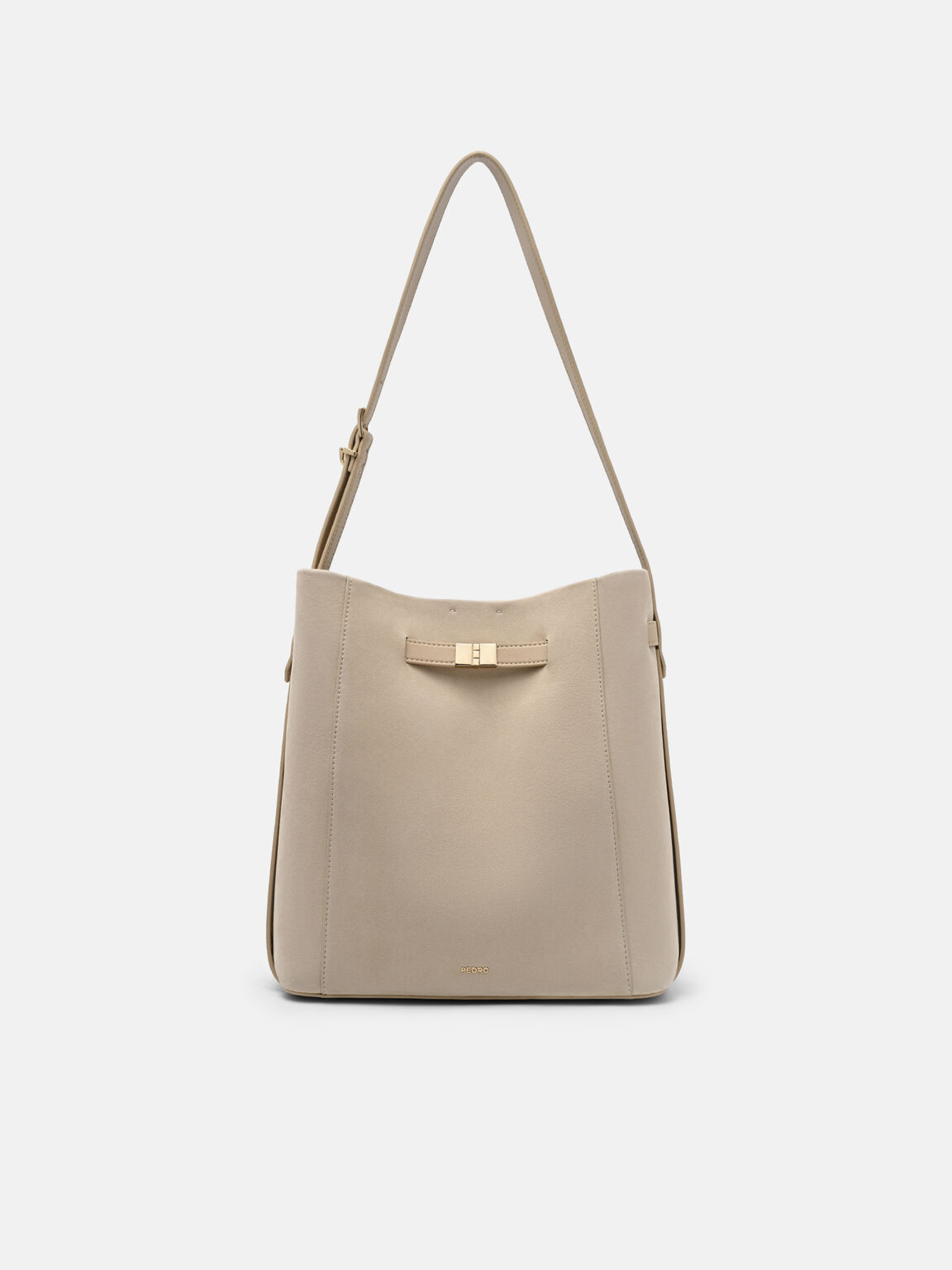 Tas Bucket Kulit Jatte dengan Sabuk, , hi-res