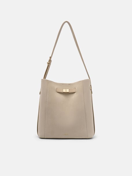 Tas Bucket Kulit Jatte dengan Sabuk, , hi-res