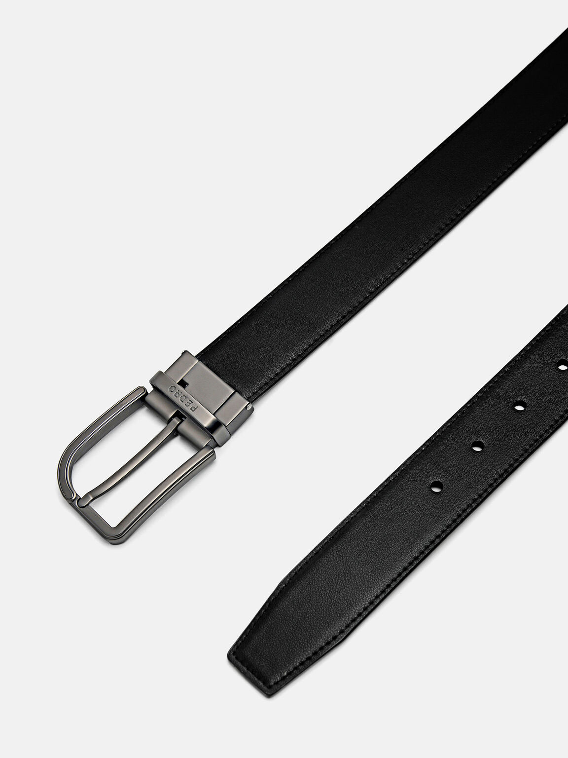 Belt Pin Reversibel Kulit Detail Emboss, 