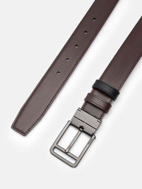 Saffiano Leather Reversible Pin Belt, 