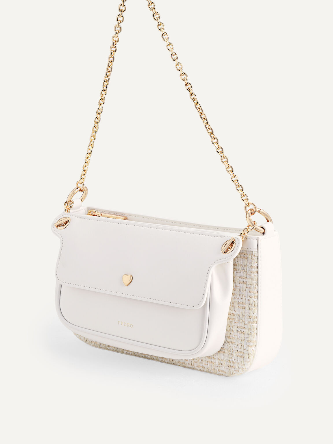 Dilone Houndstooth Double Flap Shoulder Bag, 
