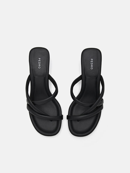 PEDRO Icon Leather Heel Sandals, Black