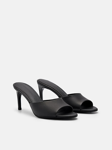 PEDRO Icon Leather Heel Sandals, Black