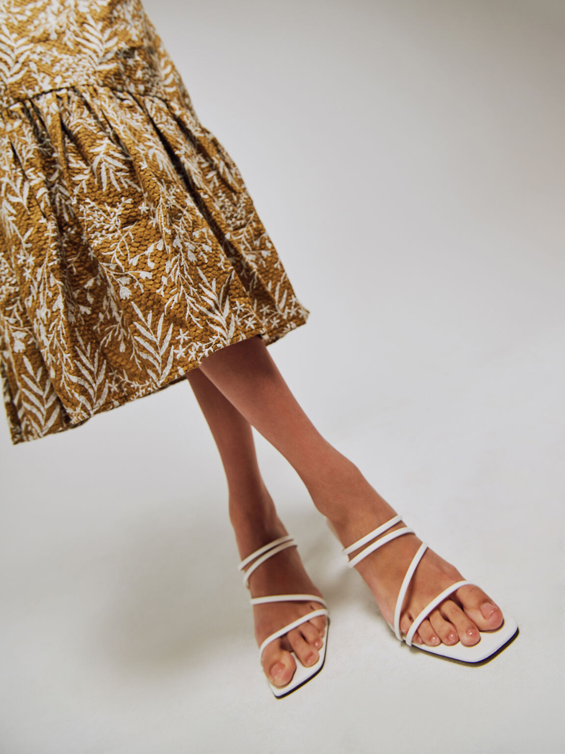 Strappy Heel Sandals - White, 