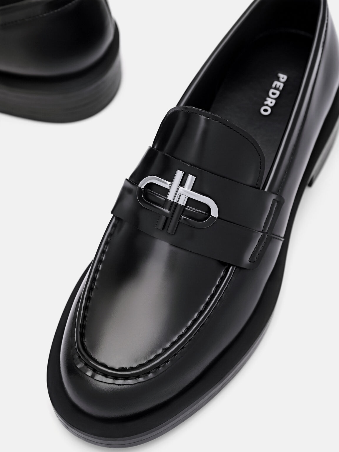 PEDRO Icon Leather Loafers, Black