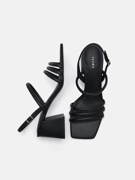 PEDRO Icon Leather Heel Sandals, Black