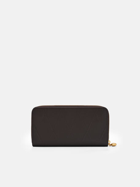 Dompet Panjang Kulit Bertekstur Quilted, 