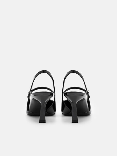 PEDRO Icon Leather Heel Sandals, Black