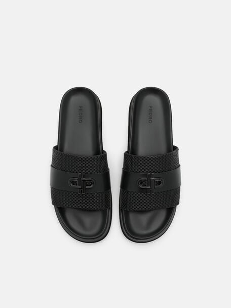 Woven Slide Sandals, , hi-res