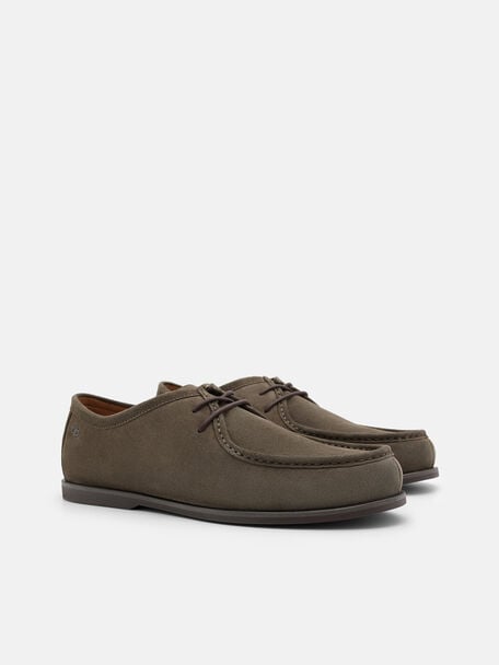 Suede Moc-Toe Derby Shoes, , hi-res