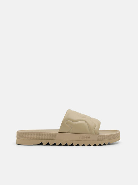 Quilted Slide Sandals, Sand, hi-res