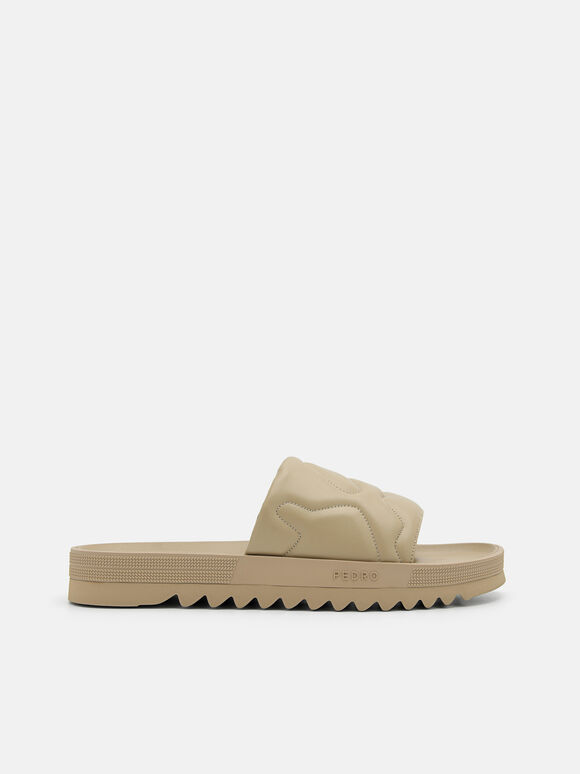 Quilted Slide Sandals, Sand, hi-res