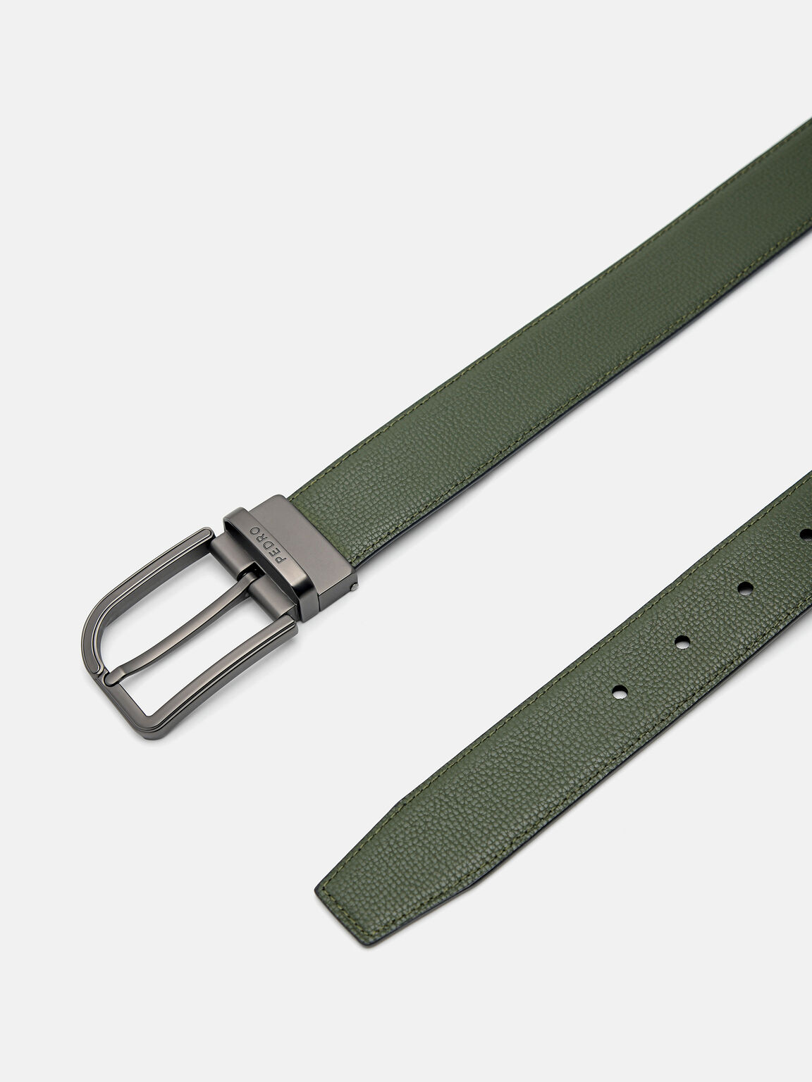 Belt Pin Reversibel Kulit Detail Emboss, 