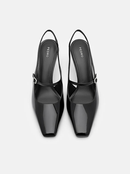 PEDRO Icon Leather Heel Sandals, Black
