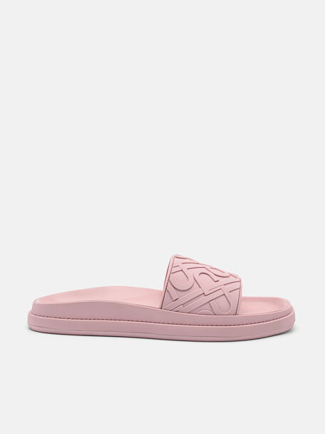 PEDRO Icon Embossed Slide Sandals, Pink, hi-res