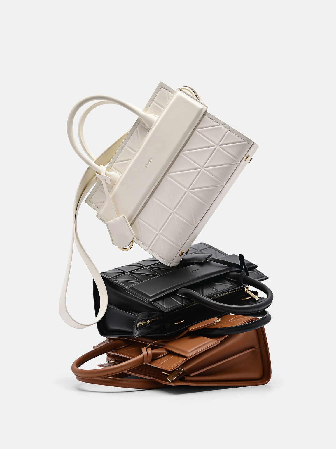 PEDRO Studio Bella Leather Handbag in Pixel, Black