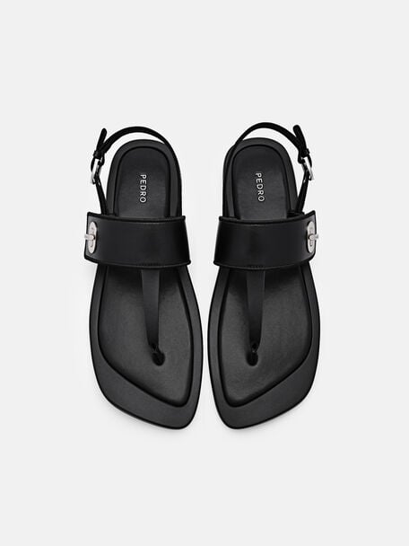 PEDRO Icon Leather Heel Sandals, Black