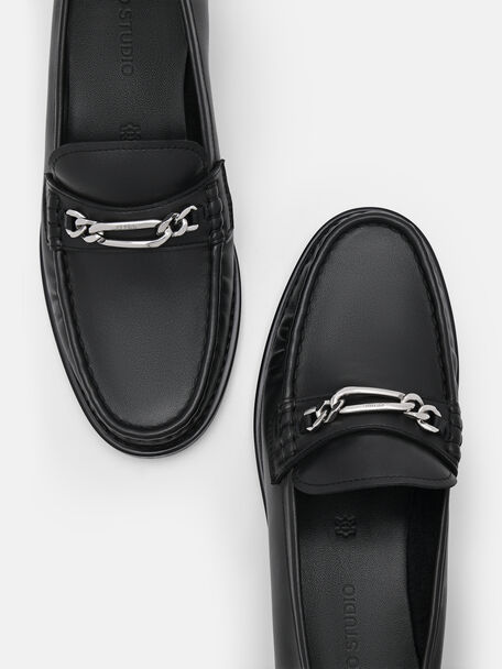 PEDRO Icon Leather Heel Sandals, Black