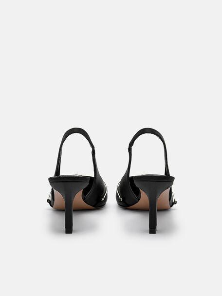 PEDRO Icon Leather Heel Sandals, Black