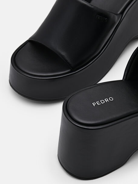 PEDRO Icon Leather Heel Sandals, Black