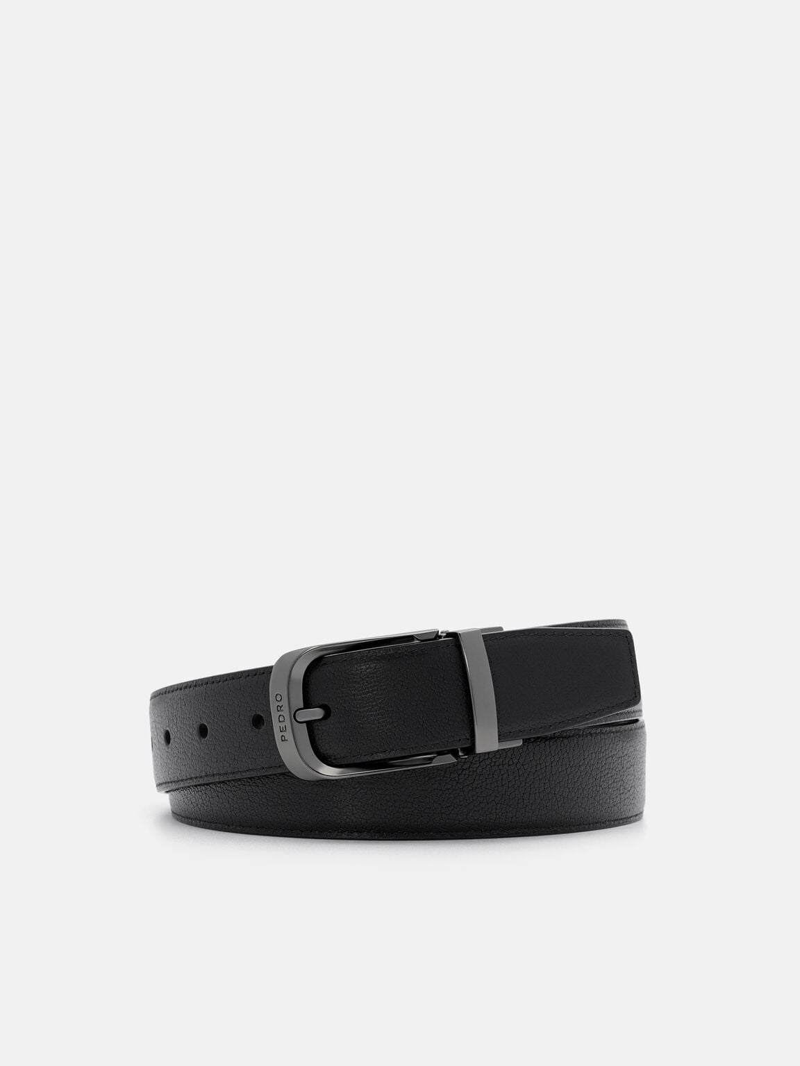 Embossed Leather Reversible Pin Belt, , hi-res